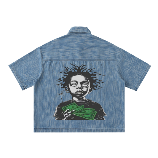 Distressed Wash Short-Sleeve Shirt