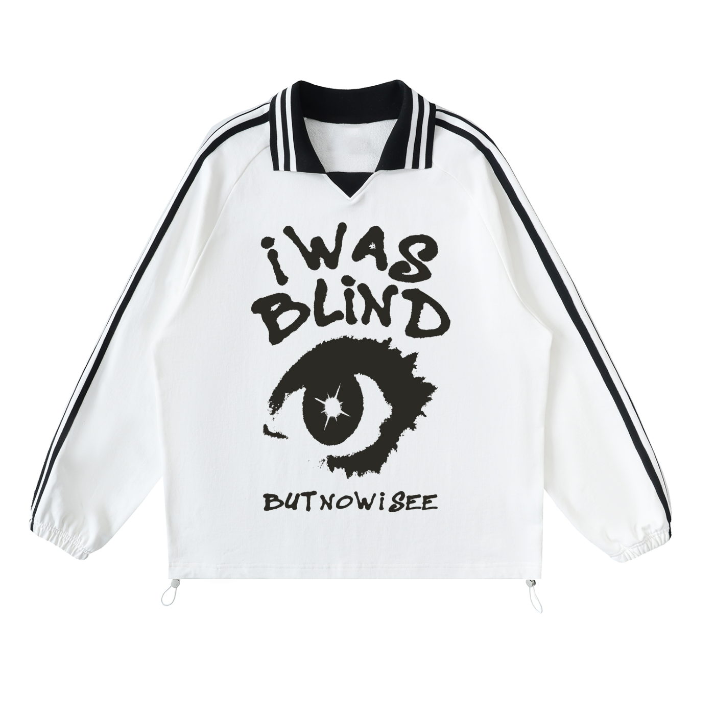 I was blind Contrast Striped Lapel Collar Sweatshirt