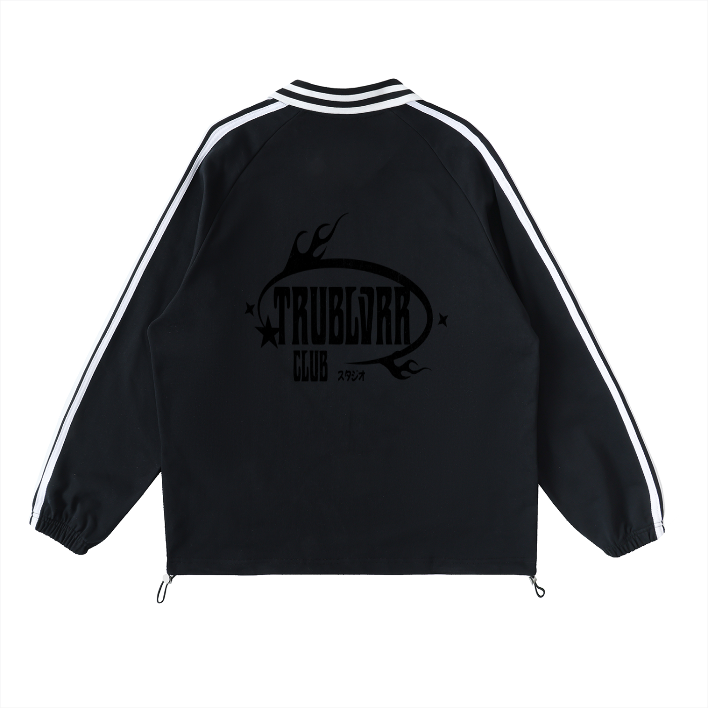 I was blind Contrast Striped Lapel Collar Sweatshirt